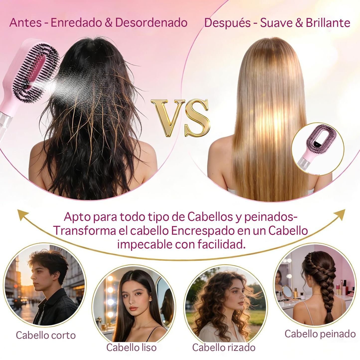 Paxoran HydraMist™  Cepillo Pulverizador Antifrizz 2 en 1