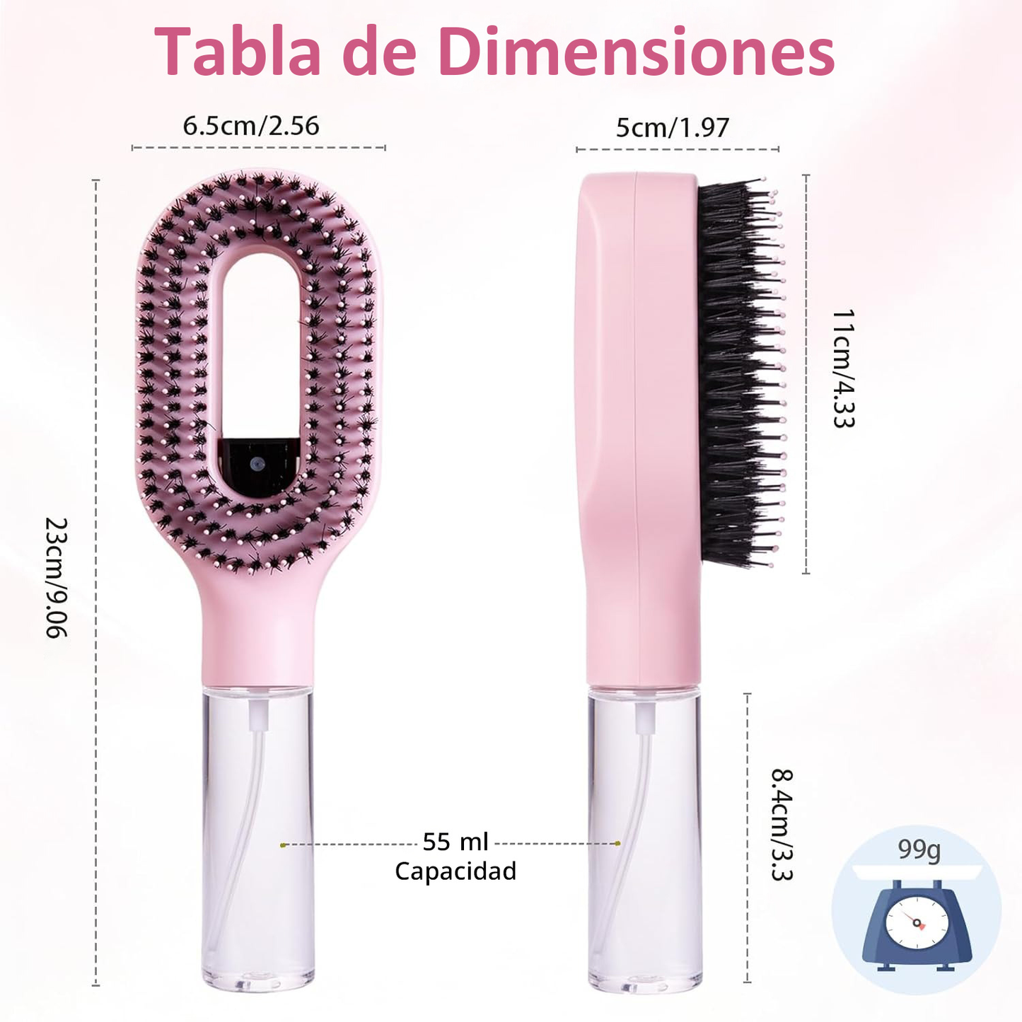 Paxoran HydraMist™  Cepillo Pulverizador Antifrizz 2 en 1